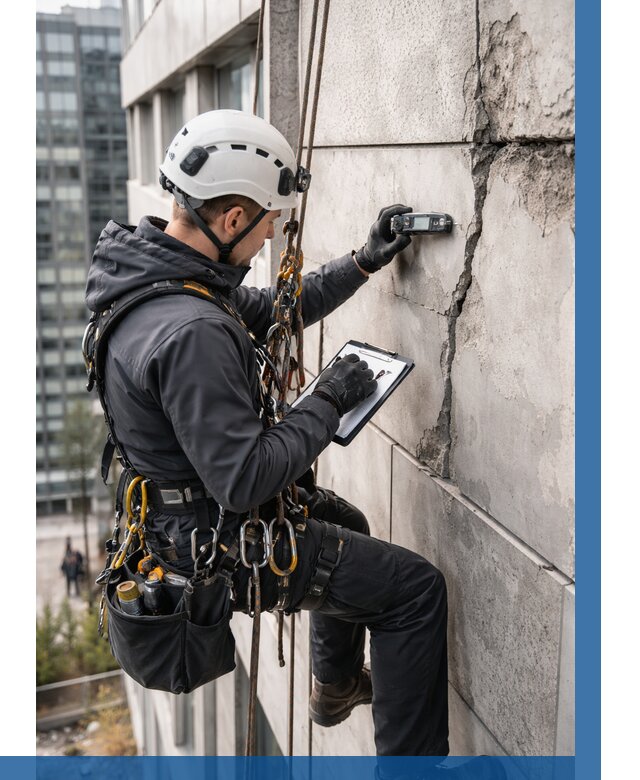 Обследование фасада альпинистами в Сатке от 124 р. | ВЫСОТНИК-Стк