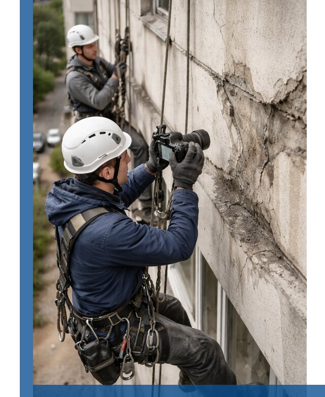 Фотофиксация дефектов фасада с высотной съемкой в Сатке
