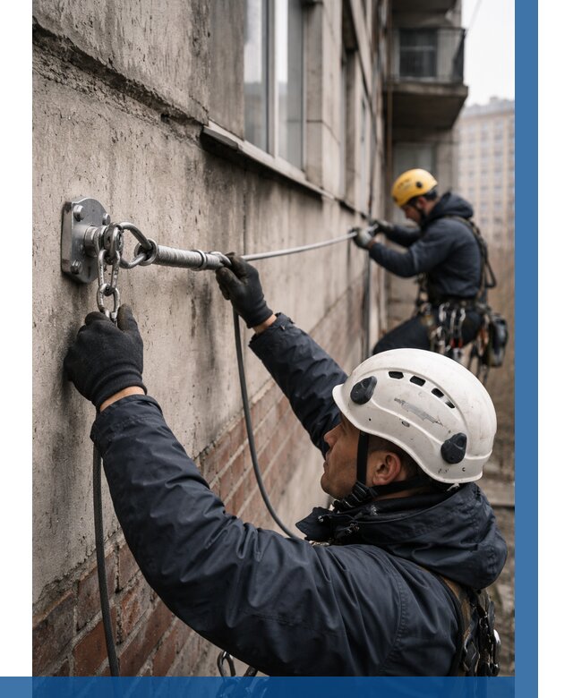 Монтаж анкерных линий в Сатке от 3103 р. | ВЫСОТНИК-Стк